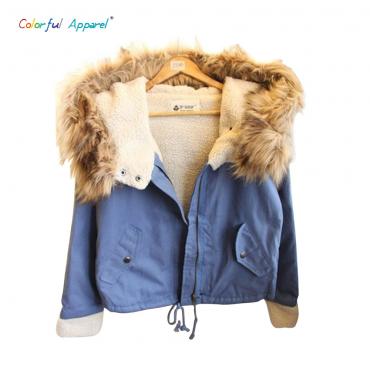 hot Women neuen Winter Grosse Pelzkragen kurze Jacke WinterJacke Damen schön warme Mantel mit Vlies gefüttert hw99jb9a