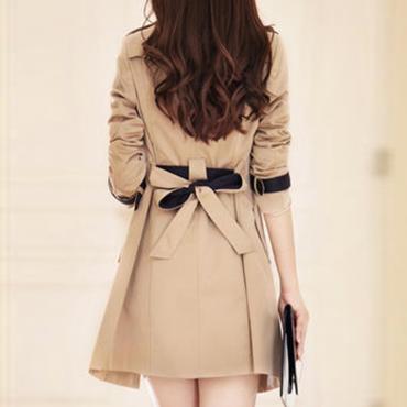 Trenchcoat für Damen Mode ab Kragen zweireiher gegensatz Farbe lange Mäntel und Grösse casaco Feminino