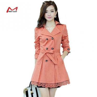 Damen Trenchcoat Koreanischen plus Size Spitzen slim zweireiher Trenchcoats Damen Winter Outwear Kleidung 7 Farben
