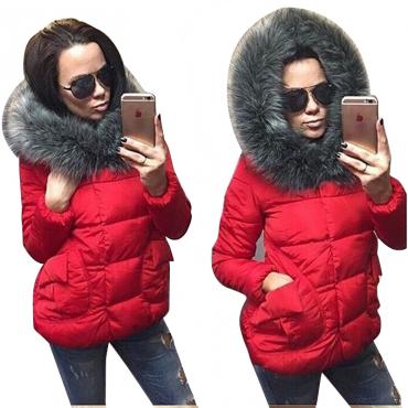 neue Winter Damen Jacken voll erfasst pockets Women Ärmel Baumwolle mit Hut mit federn ultraleichte Daunen Jacke