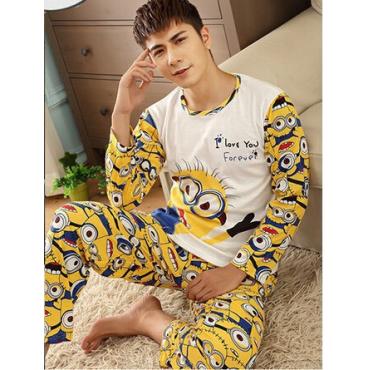 neue Mode Frühling im Herbst Schlafanzug hatte Nachts lange Ärmel comic Liebhaber Homewear Paare Matching Erwachsene