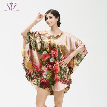 Top Verkauf Nachthemden Sleepshirts Faux Seide plus Grösse home BadeMantel weibliche Damen Nachtwäsche Morgenmantel