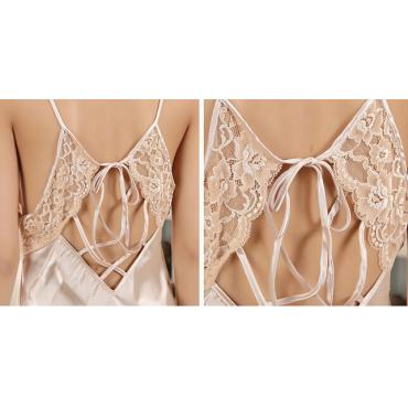 Damen sexy Spitzen Seide Hosenträger Seide Sommer Herbst Prinzessin Nachthemd casual Nachtwäsche Verband Kleid