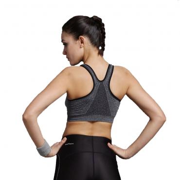 Damen Mädchen Sport BHs mit Pad Gepolsterte  shakeproof stoßfest wirefree reißverschluss laufen oben Treiben sich na