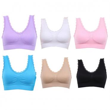 heiße casual Damen Feste Spitzen fitness Sport BH Gepolsterte  BH Pflanze Top stretch Weste