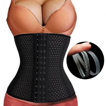 3rows Haken Damen zur billigen körper shaper Bustier Mode 4 Stahl gebürstet Taille Ausbildung Korsetts Schwarz