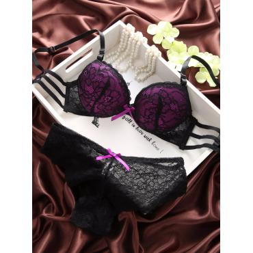 Mode neuzugang weibliche Schwarze Spitzen Top Cup sexy BH Set rutschhemmend Unterwäsche push up lingeries