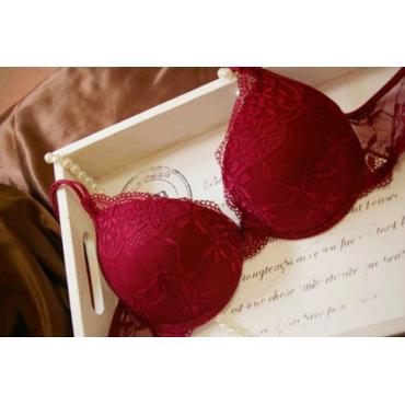 heißes Verkauf der push up BH Transparenten Spitzen BH schlüpfer sind dünn Cup einen Tiefen v Damen