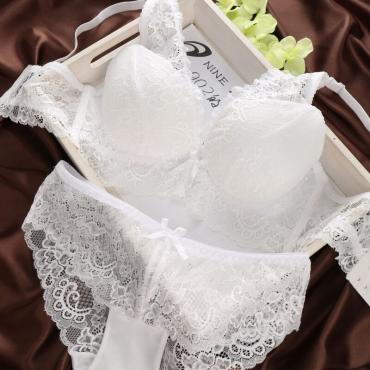 sexy Damen Tiefe v Hals süß push up Unterwäsche Damen 5 brüsten Spitzen BH für satz frische Häkeln