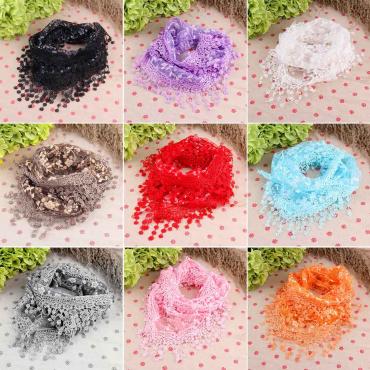 neuer Schal Damen Spitzen aus Blumenmustern SeidenSchal hohl Tassel Dreieck anhänger Schals Schals wickeln