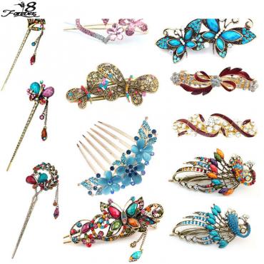 1 Stück Eleganten weiblichen retro Haar Clips Crystal Schmetterling Blume kämme Haar klebt Damen Kleider