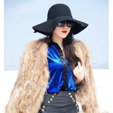 heiße Damen die Dame mit Breiten Rand wollfilz fedora Hut kegler wurde sun Beach Bowknot