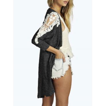 Damen Lady casual Mode Spitzen lange Ärmel Mantel Mantel Blazer graben soft Parka Jacke Strickjacke