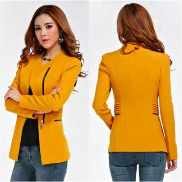 Candy Farbe lange Ärmel Damen reißverschluss Blazer Anzug slim Lockere Jacke Mantel Outwear