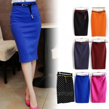neue Süssigkeiten Farbige der Damen Rock Damen slim Knielangen elastizität hohe Taille karriere Bleistift Rock