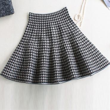 Frühjahr Sommer im sexy Damen MiniRock hohe tailliertes geweitete gefalteten Jersey schLicht Skater kurz aus elastisc