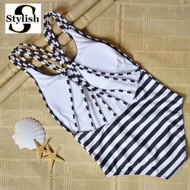 Verband Badeanzug Treiben neue biquini Gestreiften Brasilianischen hohe Taille Schwimmenklagen sexy Bademoden Damen ein