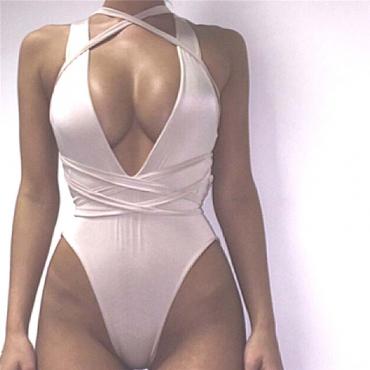 neuer Stil palysuit Rompers Verband Bodycon Verband Body sexy Tiefe v rückenfrei Stück Body für die Damen
