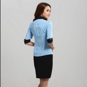 neue arbeit tragen Damen höchstens büro Hemd Blau Weisse Schwarze Rosa slim Hälfte Ärmel ab Kragen Bluse Hemd Damen