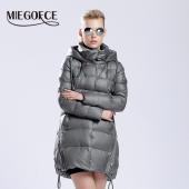 miegofce neue Winter Damen Kleider sammlung weiblicher Parka mittellange hohen Kragen Hood Jacket europäischen Stil