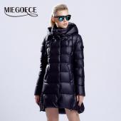 miegofce neue Winter Damen Kleider sammlung weiblicher Parka mittellange hohen Kragen Hood Jacket europäischen Stil
