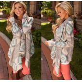 Jacken Mäntel neue Mode unregelmäßigen Langärmelige Pullover Damen druckgeschwindigkeit Frühling im Herbst Dünnen Mantel