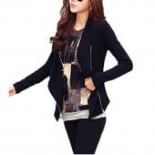 neue Mode Herbst Winter Koreanischer Stil slim ab Kragen ReVers Seite reißverschluss Mantel Jacke Damen Strickjacke