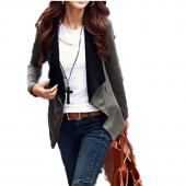 neue Mode Herbst Winter Koreanischer Stil slim ab Kragen ReVers Seite reißverschluss Mantel Jacke Damen Strickjacke