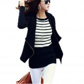 neue Mode Herbst Winter Koreanischer Stil slim ab Kragen ReVers Seite reißverschluss Mantel Jacke Damen Strickjacke