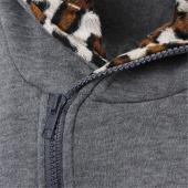 plus Size m xxl Herbst Winter Mode Damen Leopard gedruckten reißverschluss bis KapuzenMantel Jacke lange Ärmel out