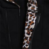 plus Size m xxl Herbst Winter Mode Damen Leopard gedruckten reißverschluss bis KapuzenMantel Jacke lange Ärmel out