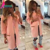 gagaopt Frühlingsmantel solide lange offene Naht Trenchcoat für Damen Mode gabardina mujer trench 001