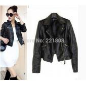 Herbst im Frühjahr Damen Kleidung kurze Mode Lederjacke Damen Lockere Jacke Motorrad Jacke Leder Bekleidung für Frau