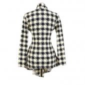 Mode für Damen WinterJacke Mantel lange Ärmel Houndstooth Print Herbst Freizeitkleidung slim gürtel peplum Strickjack