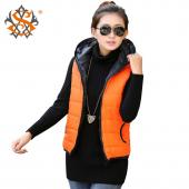 Frühjahr Verdickung OberBekleidung Vermummte Muster modischen casual Baumwolle Damen Weste Jacke Motorrad Weste frei