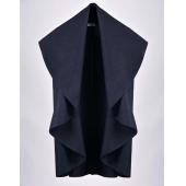 heiß seeling Damen casual Breite ReVers Wolle Jacke lässig kurze Ärmel ungewöhnlich weite Jacke Cape Schal Mantel