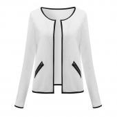 neue Damen Mantel Jacke lässig lange Ärmel Strickjacke Mode Weiss Schwarz kurze Jacken reißverschluss Anzug slim outer