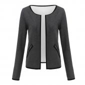 neue Damen Mantel Jacke lässig lange Ärmel Strickjacke Mode Weiss Schwarz kurze Jacken reißverschluss Anzug slim outer