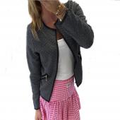 neue Damen Mantel Jacke lässig lange Ärmel Strickjacke Mode Weiss Schwarz kurze Jacken reißverschluss Anzug slim outer