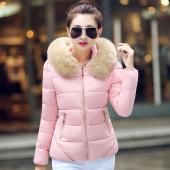 Herbst und Winter Jacke Damen Mantel Parka Pelzkragen Grösse Damen Baumwolle Gepolsterte  Jacke Mantel Bonbonfarben