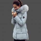 Winter Jacke Damen Grosse Pelzkragen Vermummte Baumwolle unten Parka weibliche Outwear für Damen