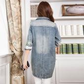 Damen im Herbst im Frühjahr OberBekleidung Mantel lässig Lockere Denim Strasse Jacke loch Jean Vintage Mäntel Button