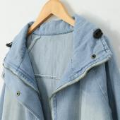 Frühling im Herbst Mantel Damen im Frühjahr neue Mode zwei Stück Vermummte Denim Mantel Tunnelzug Locker Dicke