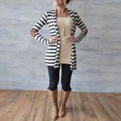 plus Size Pullover lässig Gestreifte Jacke Marke Damen Strickjacke Jacke Mode Lady chaquetas mujer offene Naht