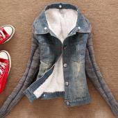 neue Damen Frühling im Herbst kurz Jeans Jacke Damen Winter slim aus Grossen Pelzkragen lamm aus Denim