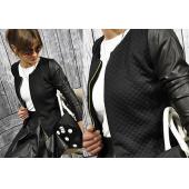 Mode neue slim Damen Damen Anzug Mantel Jacke reißverschluss Schwarz Weisse Farben Winter Jacken und Mäntel