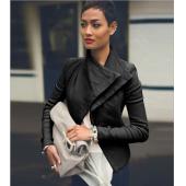 die Jacken und lange Ärmel Lederjacke dreh Collor Lederjacken Mäntel Feminino chaquetas m Damen