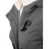 Damen Trenchcoat Frühling im Herbst Damen Mantel der langen KapuzenMantel reißverschluss Horn Outwear