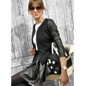 neue Damen pu Leder Lady casual chic Stil lange Ärmel Top Bluse Parka Mantel