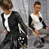 neue Damen pu Leder Lady casual chic Stil lange Ärmel Top Bluse Parka Mantel